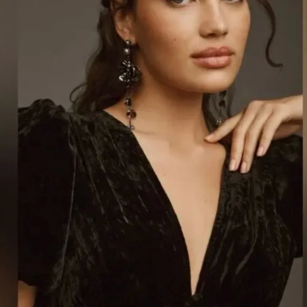New with tags Anthropologie Katerina Maxi Dress- Black Velvet, Sz 4- Retail $178 - Picture 2 of 12